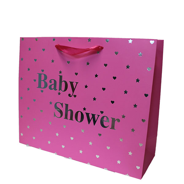 Bolsa de regalo baby shower rosa horizontal